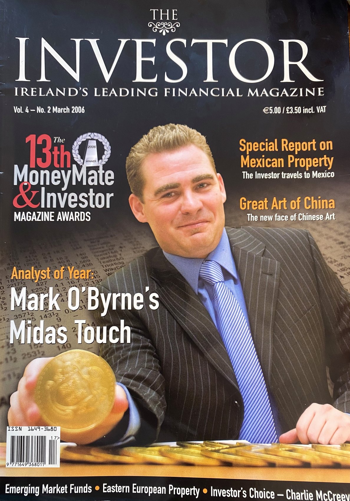 Cover of The Investor magazine, March 2006, headlined Analyst of Year: Mark O&rsquo;Byrne&rsquo;s Midas Touch